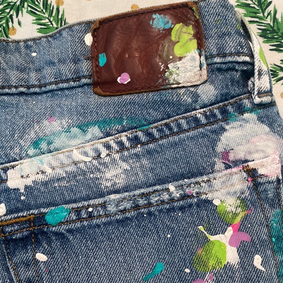 Painted Abercrombie & Fitch jean shorts 29 Magnolia Shack - Picture 9 of 12